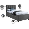 thumbnail image 5 of Pemberly Row Contemporary Gray Linen Textured Fabric Twin Trundle Bed, 5 of 11