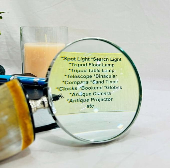Antique handmade brass magnifying glass magnifier horn handle replica desktop Gift Item
