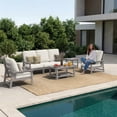 thumbnail image 5 of CIOKEA HDPS 7-piece Outdoor Sectional Sofa Set, Patio Furniture Set , All Weather Outdoor Conversation Set for Deck, Lawn, Grey Frame with 4.5IN Beige Cushion, 5 of 8