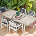 thumbnail image 2 of Pink Roses Table Cloths for 8 Foot Rectangle Tables, Spring Horseshoes Floral Leaves Vintage Patio Waterproof Elastic Fitted Tablecloths, Washable Rectangular Table Cover for Camping, 2 of 8