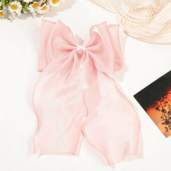 Elegant Large Silk Hair Bow Clips French Ribbon Bows Long Tail Hair Accessories For Women And Girls
