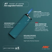MK Refillable Butane Torch Lighters, 2 Pack, Assorted Pocket Colors