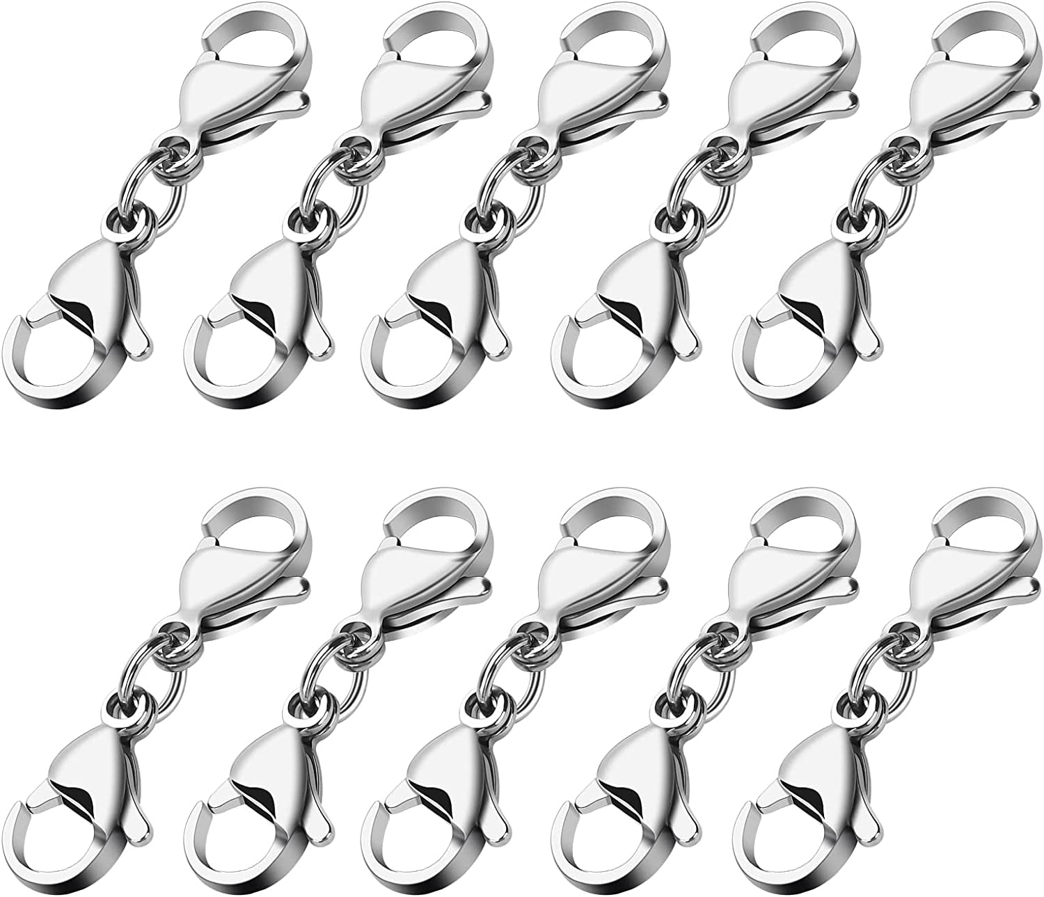 10 Pieces Silver Double Lobster Clasps Mini Bracelet Clasps Replacement