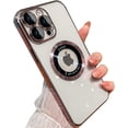 thumbnail image 2 of for iPhone 13 Pro Max Magnetic Case, Compatible with Magsafe,Glass Lens Camera Protector,Logo View Luxury Hard Phone Cases for iPhone 13 Pro Max for Women Men Transparent Cover (Rose Pink), 2 of 12