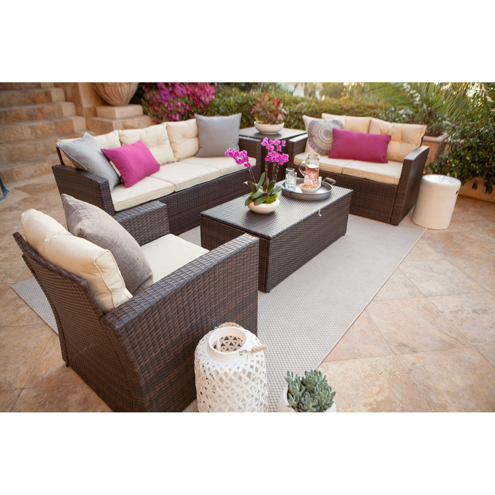 Thy-Hom Rio Wicker All-Weather 5 Piece Patio Conversation Set with Storage by The-Hom