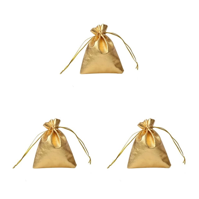 Moyic 100 piezas bolsas de joyería brillante cordón de regalo tela no tejida DIY boda fiesta celebraciones navidad dorado/5*7cm Type1 NO1
