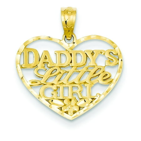 Little Girl Birthstone Charm - 14K Gold Diamond Cut Daddys Little Girl Heart Pendant Charm Jewelry