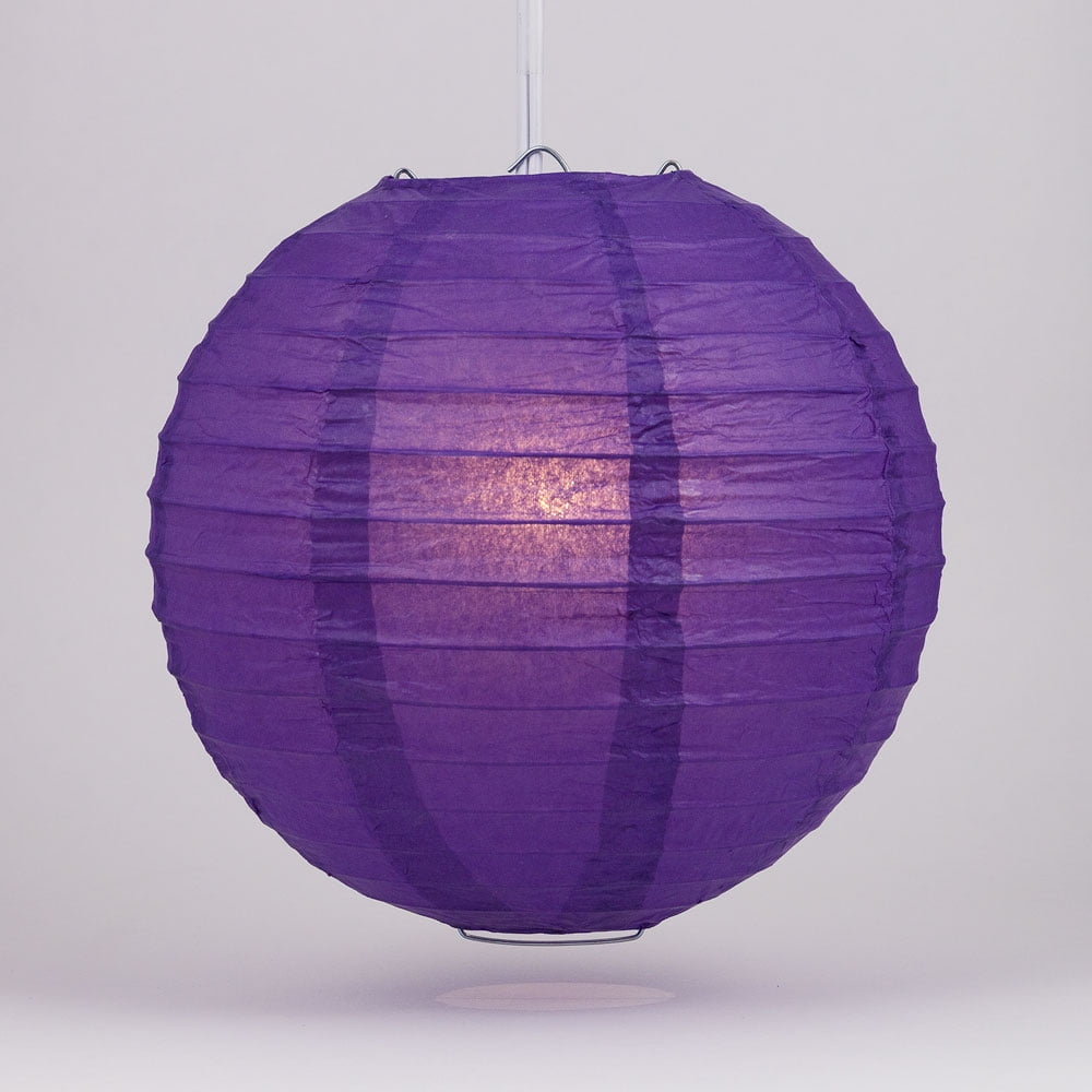 Quasimoon 30 Royal Purple Round Paper Lantern Even Ribbing