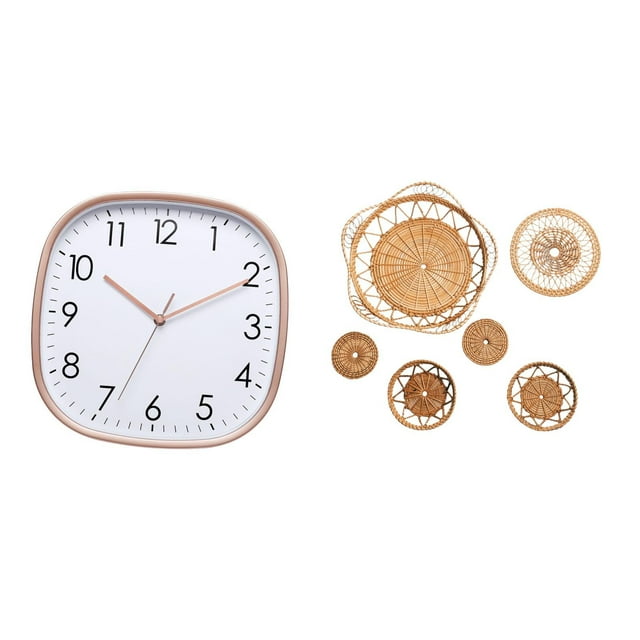 Reloj de pared para dormitorio, sencillo, grande, digital, para colgar en la pared, artesanal, de ratán, hecho a mano, de PP o ratán.