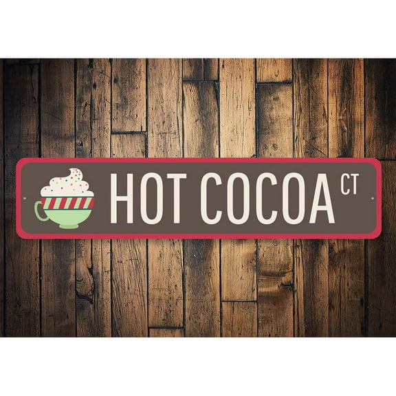Hot Cocoa CT Yuletide Novelty Sign, Metal Wall Decor - 4x18 inches