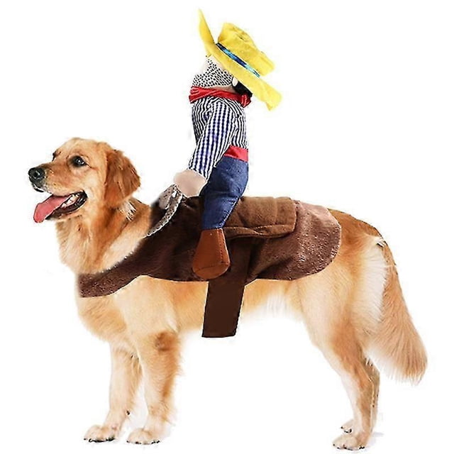 Cowboy Rider Dog Costume For Dogs Outfit Knight Style With Doll And Hat Pet Costume For Novelty Halloween Dog Carrying Costume