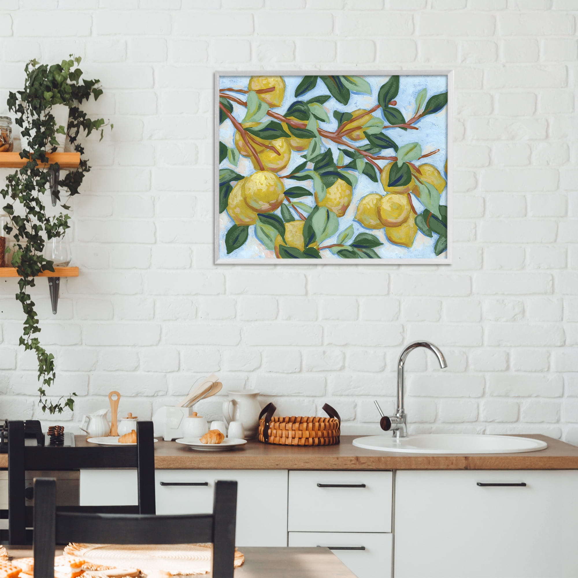 Stupell Industries Sunshine Citrus Tree White Framed Giclee Art, design by June Erica Vess