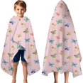 thumbnail image 3 of Pink Butterfly Colorful Wing Pattern Hooded Bath Towel，60"x35" for Ages 3 To 12 Kids, Quick Dry Lightweight Soft Microfiber Hood Beach Towel Cover Up for Kids, 3 of 7