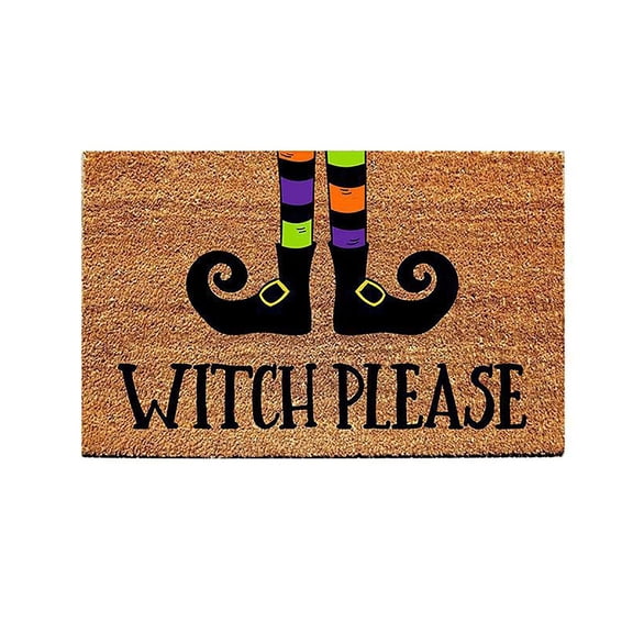 Offer Countdown! Happy Halloween Door Mat Witch Please Front Door Mat Non Rubber Backing, Skull Indoor Outdoor Entrance Mats, Home Decor Outdoor Rug, 23.6"X15.7"