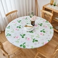 thumbnail image 3 of Round Elastic Edged Vinyl Tablecloth with Flannel Backing \u2013 Waterproof Oil-Proof PVC Fitted Table Cloth Plastic Cover (Fits Tables up to 40" - 44" Diameter), 3 of 4