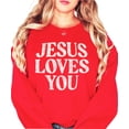 thumbnail image 6 of Jesus Loves You Sweatshirt for Women - Christian Faith Easter Church Distressed Pullover Red Sweatshirt Adult Medium, 6 of 7