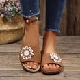 thumbnail image 6 of CYMMPU Women's 3D Floral Decor Wedge Slide Sandals, Hollow Open Toe Slip On Summer Casual Footwear Brown 38, 6 of 6