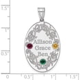thumbnail image 3 of Sterling Silver Rhodium-Plated Crystal Family Pendant (31 X 19) Made In United States qmp12/3ss, 3 of 4