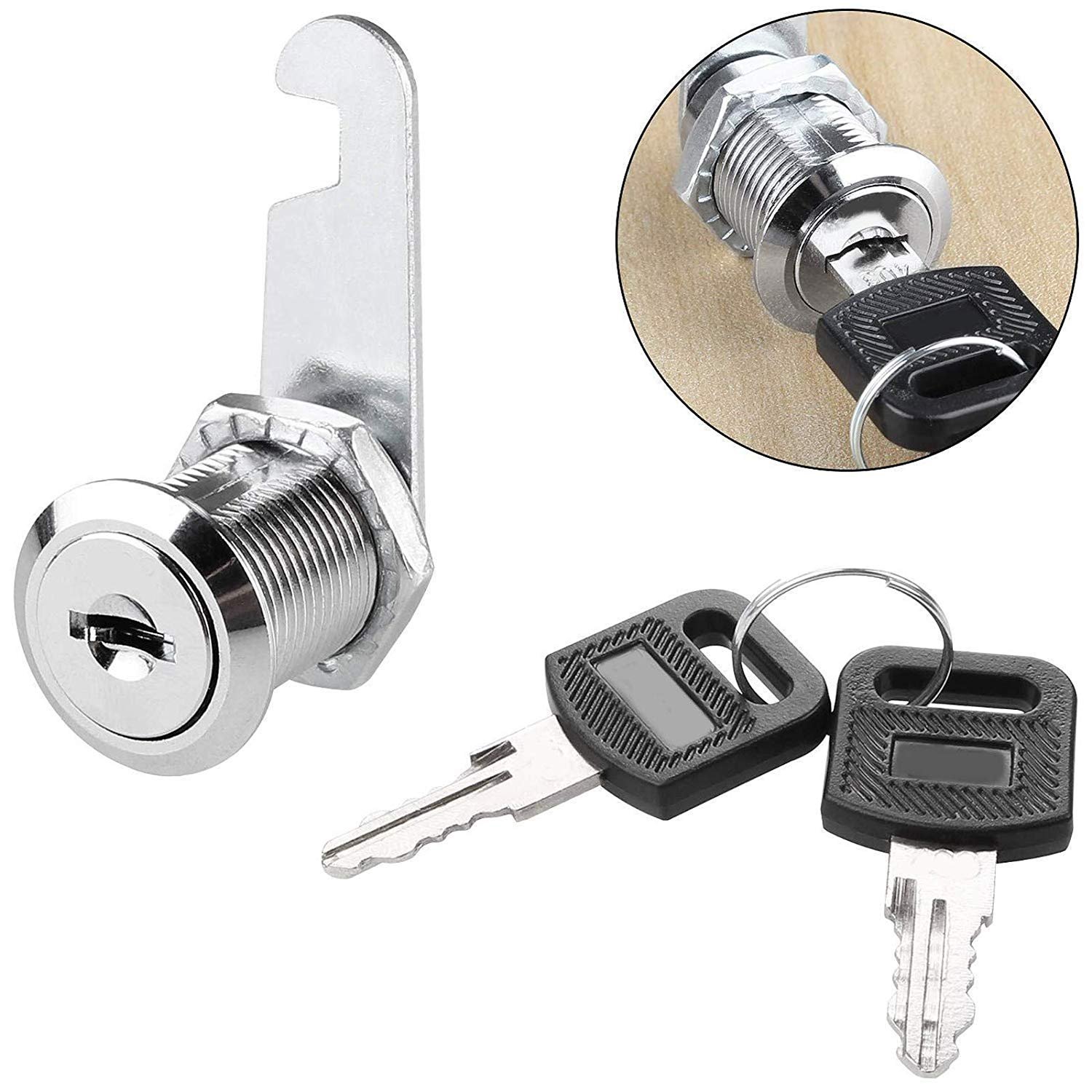 Wideskall 1/2" inch Drawer & Keyed Cam Lock Chrome Finished
