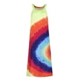 thumbnail image 4 of asdoklhq Womens Plus Size Clearance Dresses,Women's Summer Casual O-Neck Regular Print Sashes Floor-Length Dress, 4 of 9