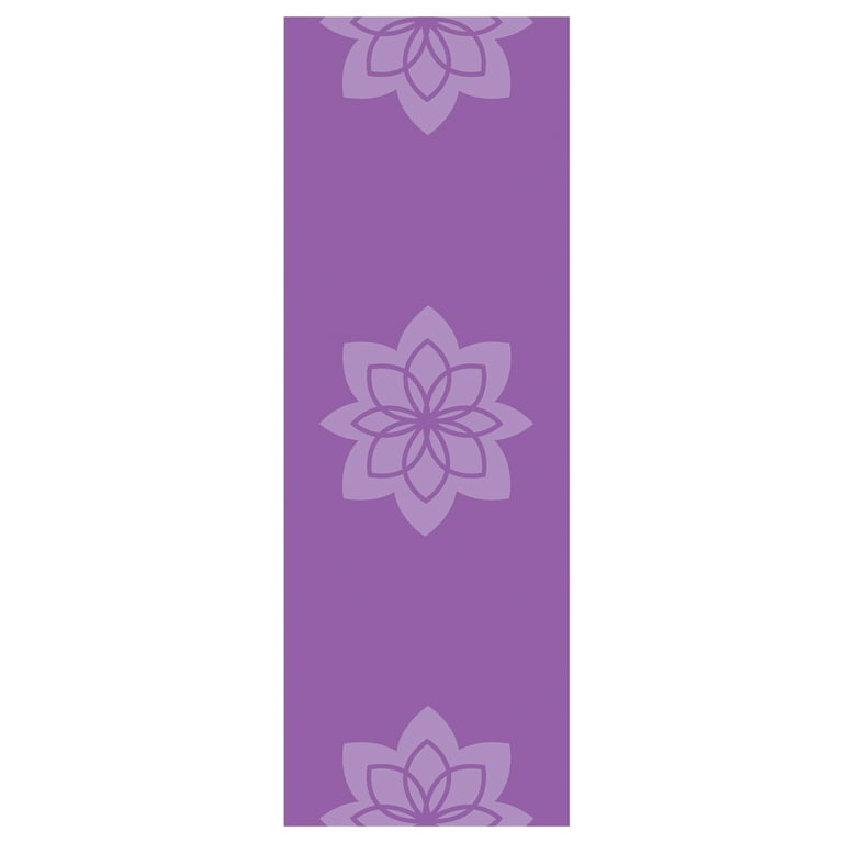 GoFit Pattern Yoga Mat w/ Yoga Pose Wall Chart, 3.5mm, 24 X 68 Lotus  Flower/Purple 