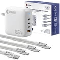 thumbnail image 1 of OXAA USB GaN Fast Charging Bundle – 3 PD 3.0 USB-C Ports & 1 USB-A Port with 3 USB-C to C and 1 USB-A to C Premium Cable, High-Speed Multi-Device Charger for iOS & Android Devices, Laptops & Tablets, 1 of 7