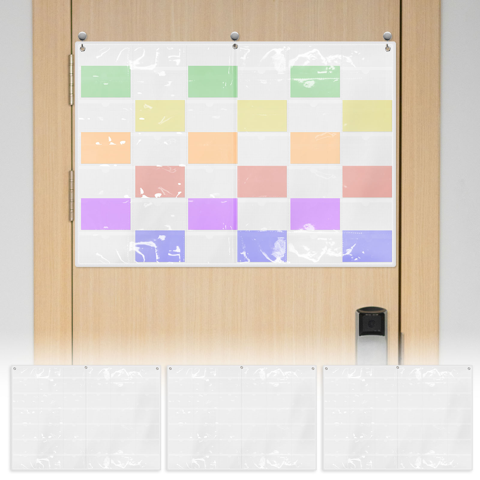 Threns 3 Pcs 36 Slots Index Card Organizer Hanging Wall Mount Business Card Organizer for Studying Organizing Office Library Tracking Workflow