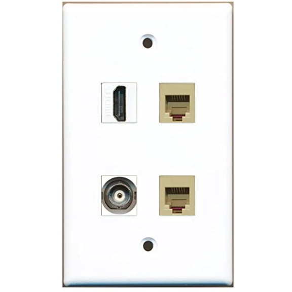 RiteAV - 1 Port HDMI 2 Port Phone RJ11 RJ12 Beige 1 Port BNC Wall Plate