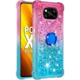 thumbnail image 2 of Phone Case for Xiaomi Poco X3 NFC, Case for Xiaomi Poco X3 Pro, Shiny Bling Quicksand Effect TPU Bumper Case with Four Corners Protection Cover for Xiaomi Poco X3 NFC/X3 Pro, Pink Blue, 2 of 14