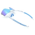 thumbnail image 4 of Polarized Mens Flip Up Rimless Oversized Shield Plastic Sport Sunglasses White - Blue Mirror, 4 of 7