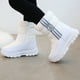 thumbnail image 2 of Botas de nieve para niñas, botas altas de invierno a rayas de algodón con suela suave, forro polar, gruesas y cálidas, para niños, 2 of 6
