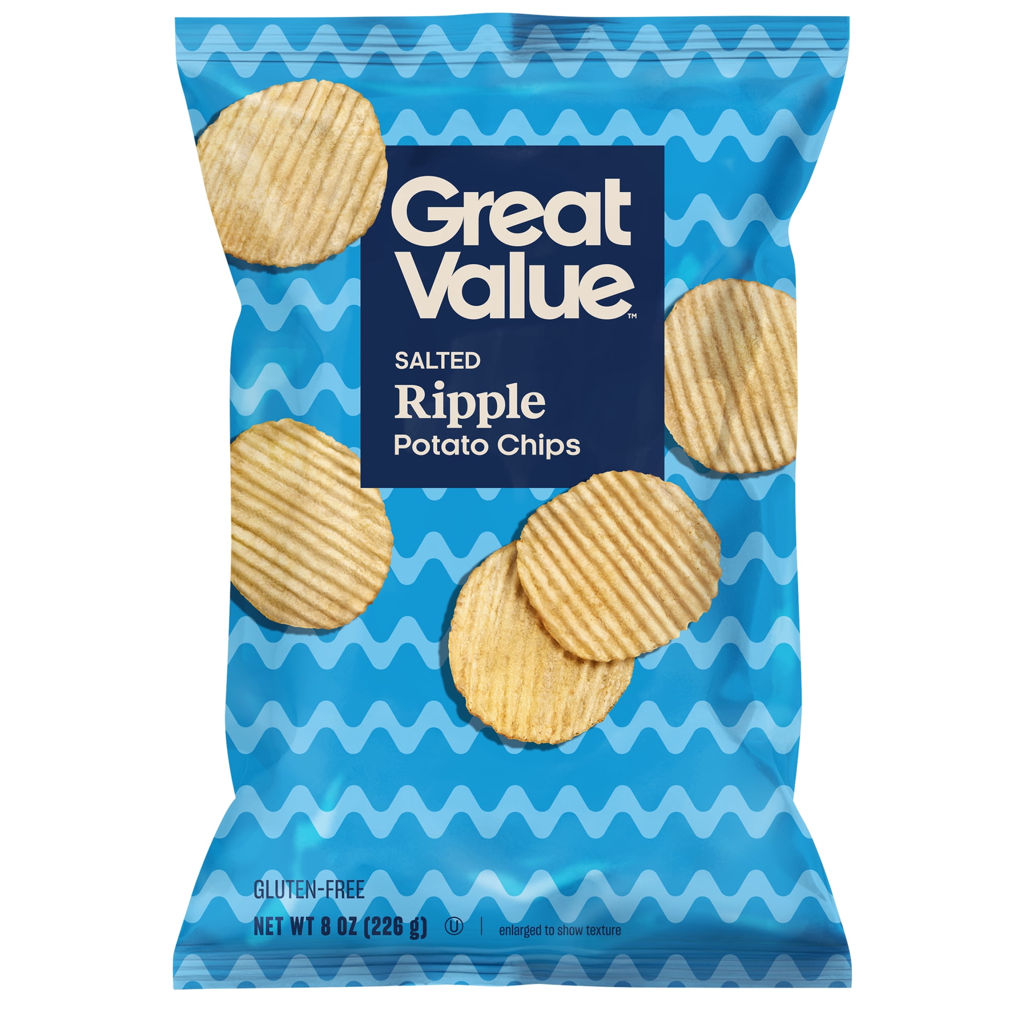 Great Value Original Rippled Potato Chips, 8 oz