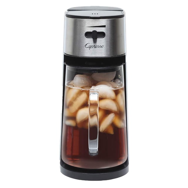 Preparador de té helado Capresso de acero inoxidable con jarra de vidrio de 2,5 L