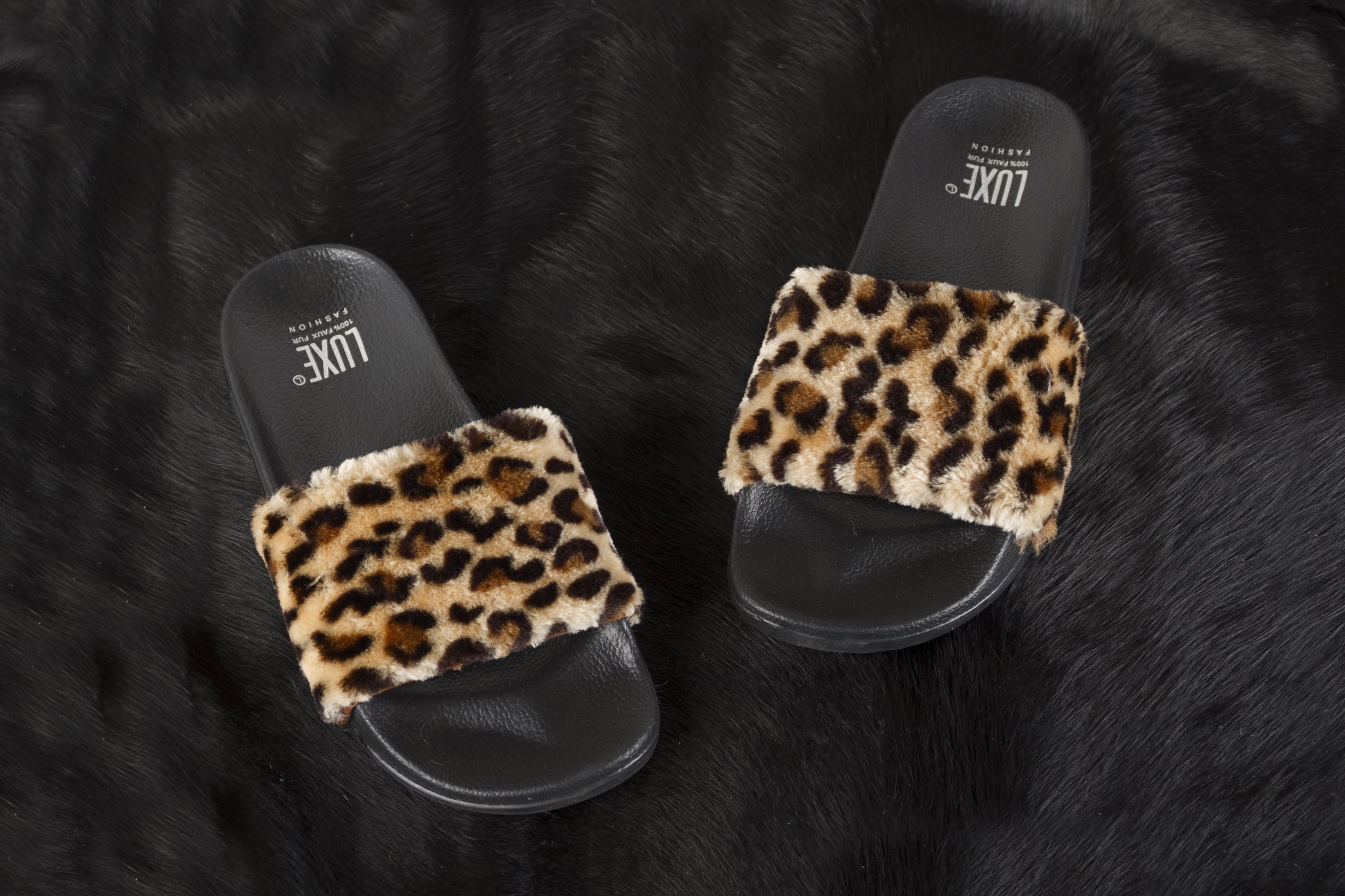 Leopard fur slides Clearance
