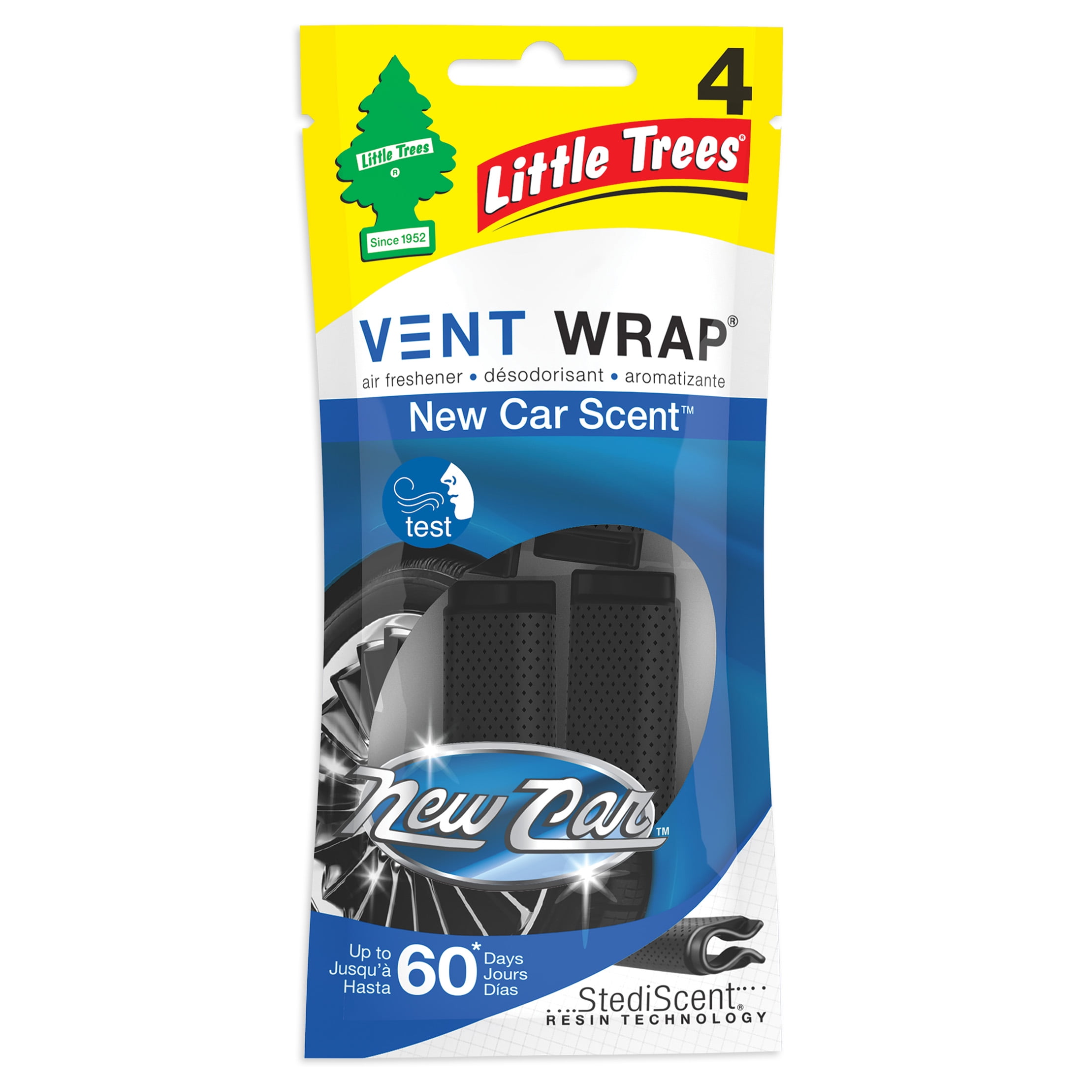 Little Trees Air Freshener Vent Wrap New Car Scent, 4 Pack