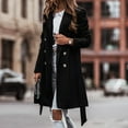 thumbnail image 2 of Buigttklop Womens and Winter Lapel Woolen Cloth Coat Trench Jacket Long Overcoat Outwear, 2 of 6