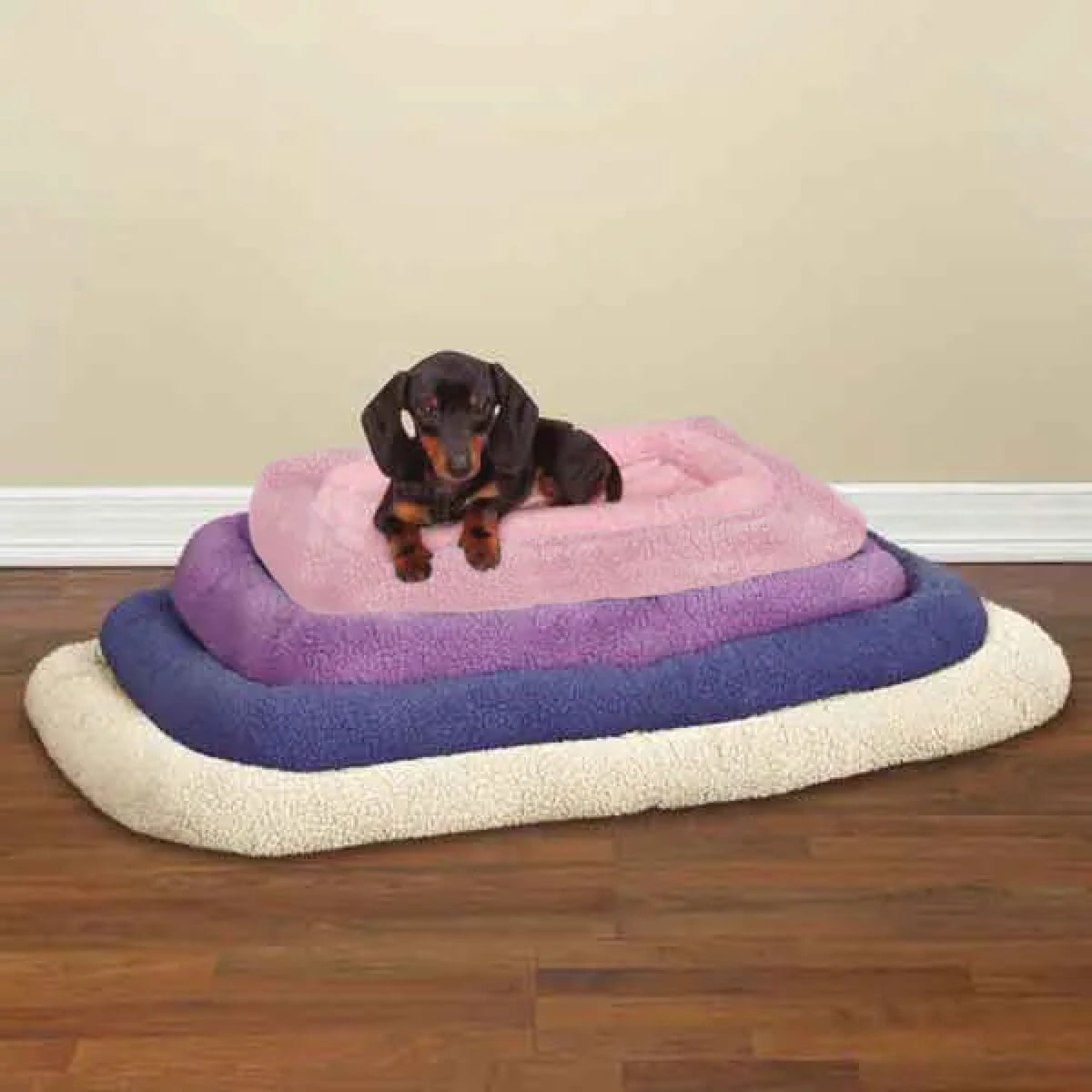 Sherpa Crate Dog Beds Soft Plush Comfortable Bolster Sides (Medium/Large,Natural)