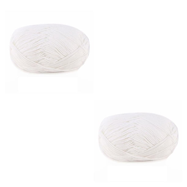 Kearding Hilo para tejer suéter, bufanda, guantes, suministros para el hogar, juego de ovillos cómodos de 4 capas para tejedores 64 blanco brillante 2Conjunto