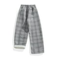 thumbnail image 5 of Stamzod Winter Fleece Lined Pants Men Open Bottom Thicked Warm Plaid Pants with Pocket Casual Oversized Baggy Sweatpants for Men Gray XXXL, 5 of 5