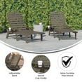 thumbnail image 4 of BizChair Monterey Set of 2 Adjustable Adirondack Loungers with Cup Holders- All-Weather Indoor/Outdoor HDPE Lounge Chairs in Brown, 4 of 12
