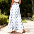 thumbnail image 4 of LWavelet Women Polka Dot Print Maxi Skirt Elastic Waist With Pockets Cute Summer Long Skirt Light Blue S, 4 of 5