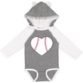 thumbnail image 3 of Inktastic Heart Shaped Baseball Boys or Girls Long Sleeve Baby Bodysuit, 3 of 5
