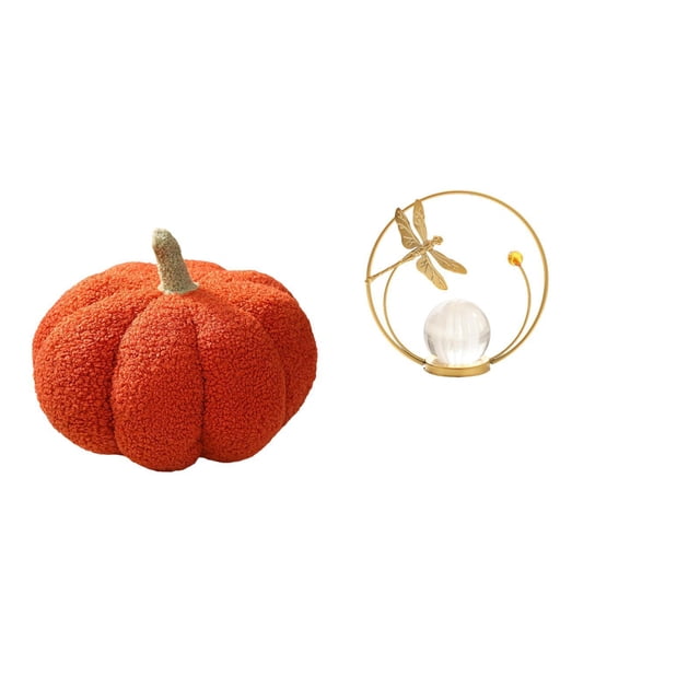 Escultura de bola de cristal de calabaza, adorno decorativo para cojín, para dormitorio, sala de estar, sofá, cama, pasillo, oficina.