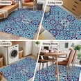 thumbnail image 5 of Vintage Morocco Area Rugs 3'x5', Washable Small Throw Rugs for Living Room Bedroom, Traditional Tribal Abstract Geometric Blue Indoor Outdoor Rug Non-Slip Low Pile Carpet Runner Reversible Floor Mats, 5 of 8