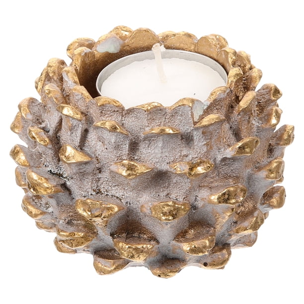Portavelas en forma de cono de pino, vela decorativa artesanal de resina, portavelas de Navidad para Decoración de mesa