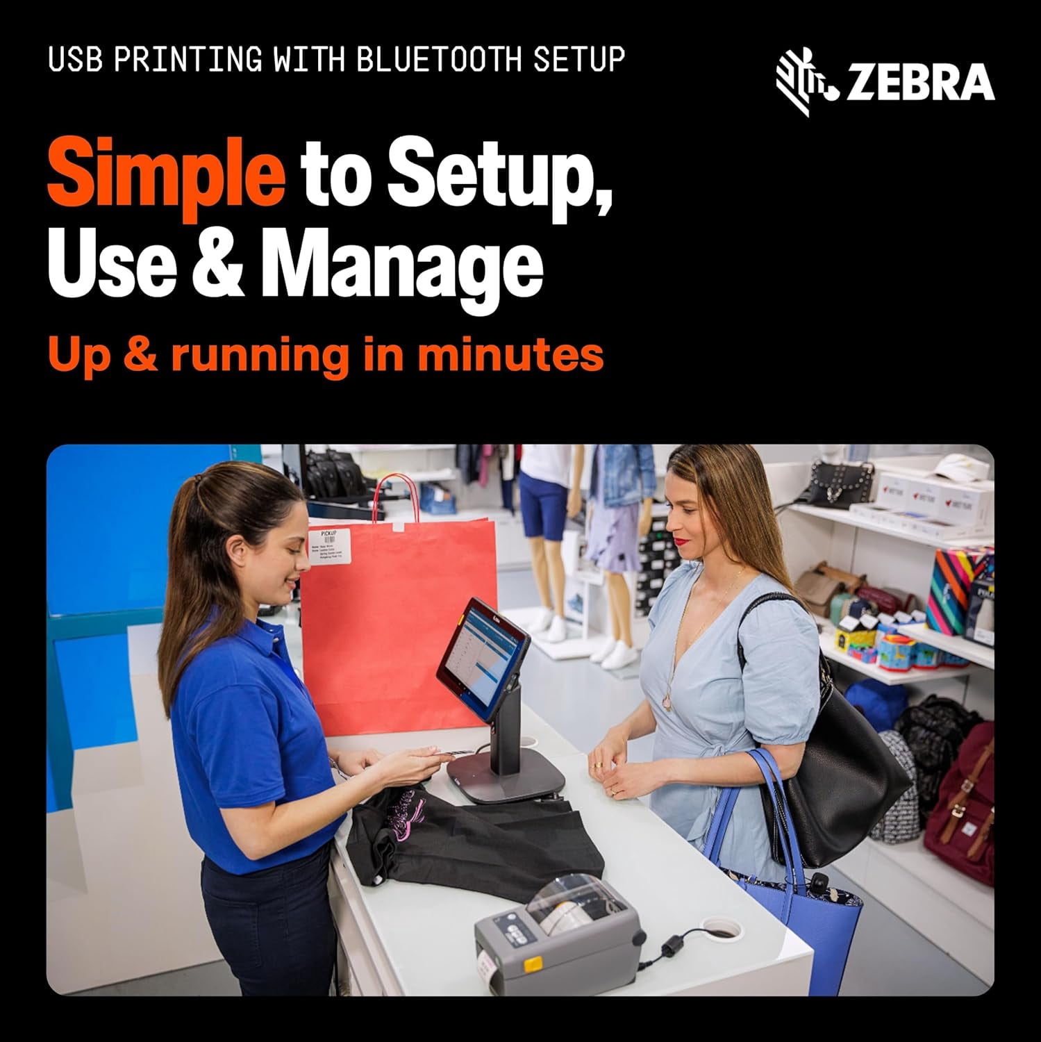 Zebra ZD411 Direct Thermal Barcode Label Printer with 203DPI USB Host Modular Connectivity Slot and Real-Time Clock