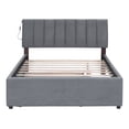 thumbnail image 4 of Full Size Platform Bed with Trundle,Teddy Fleece Upholstered Bed Frame with LED Light and USB Ports,Modern Full Bed for Kids Teens Adults Bedroom,Gray, 4 of 7