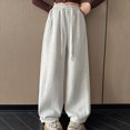 thumbnail image 4 of NOLDARES Girls Baggy Sweatpants Wide Leg Drawstring Elastic Waist Sweat Pants Straight Trackpant Kids Y2K Cute Joggers(W102-Light Gray), 4 of 7