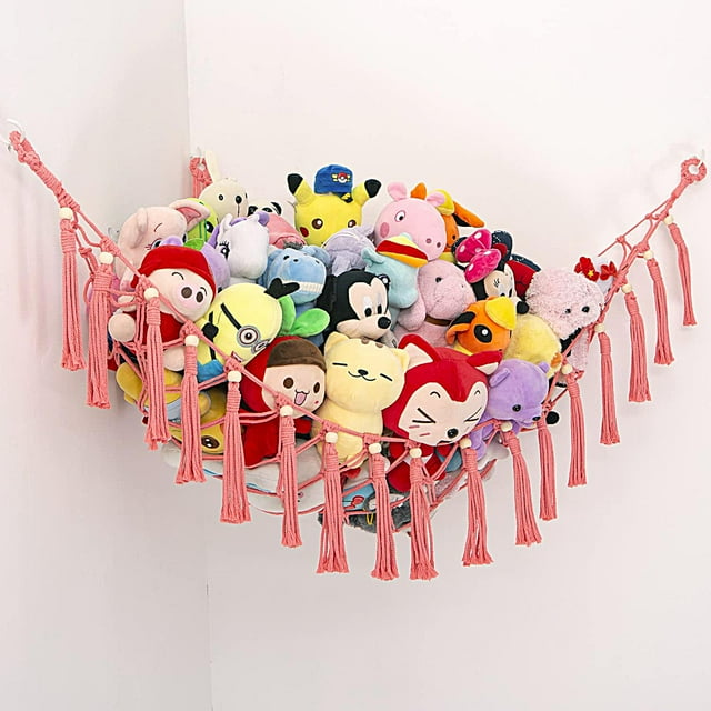 Hamaca para Peluches Grande Rosa Macramé YKBU 99x99x150 cm