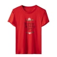 thumbnail image 4 of EQWLJWE Hauts pour Femmes T-Shirt Graphique Surdimensionné Manches Courtes Col Rond Épaule Tombante Décontracté Liquidation, 4 of 7